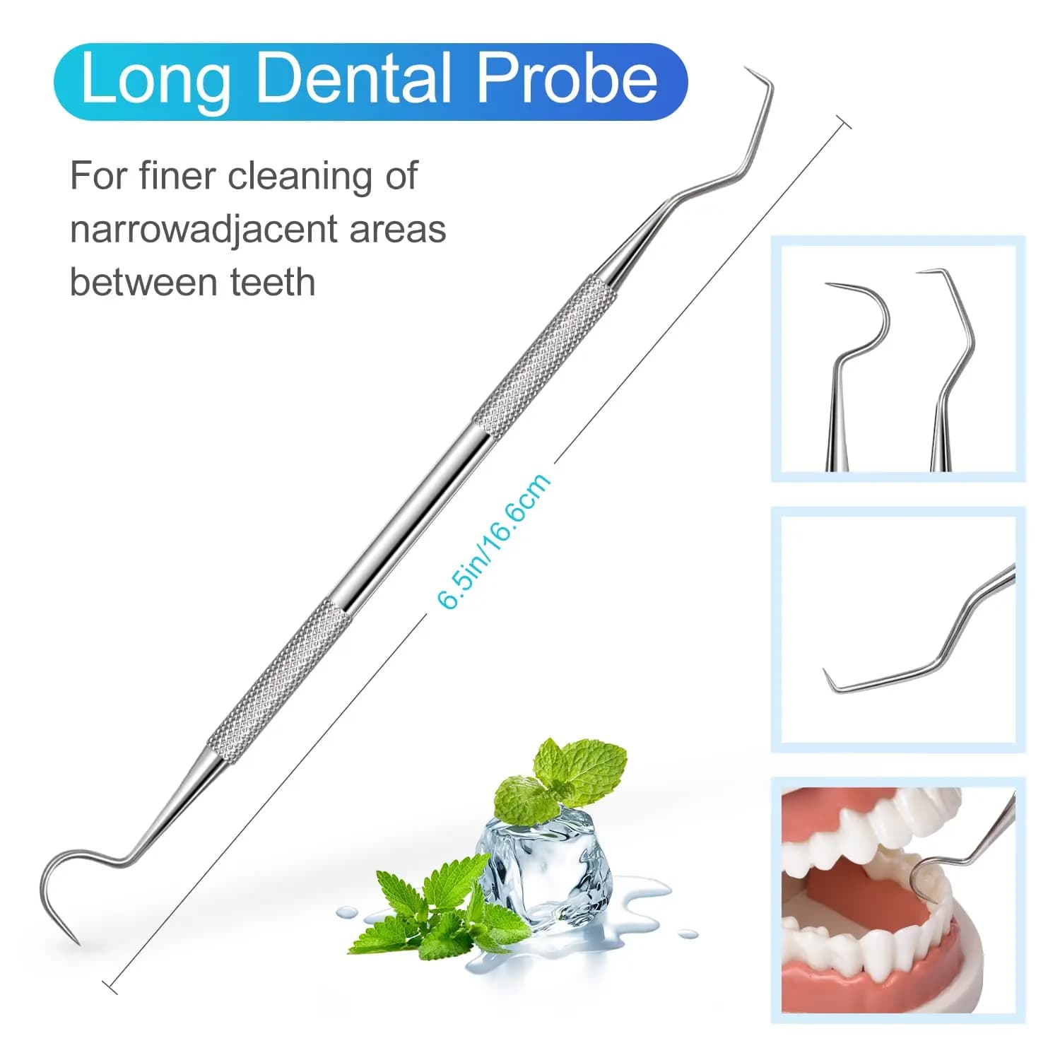 Stainless steel dental tool set with mirror, scope and tweezers — image 6