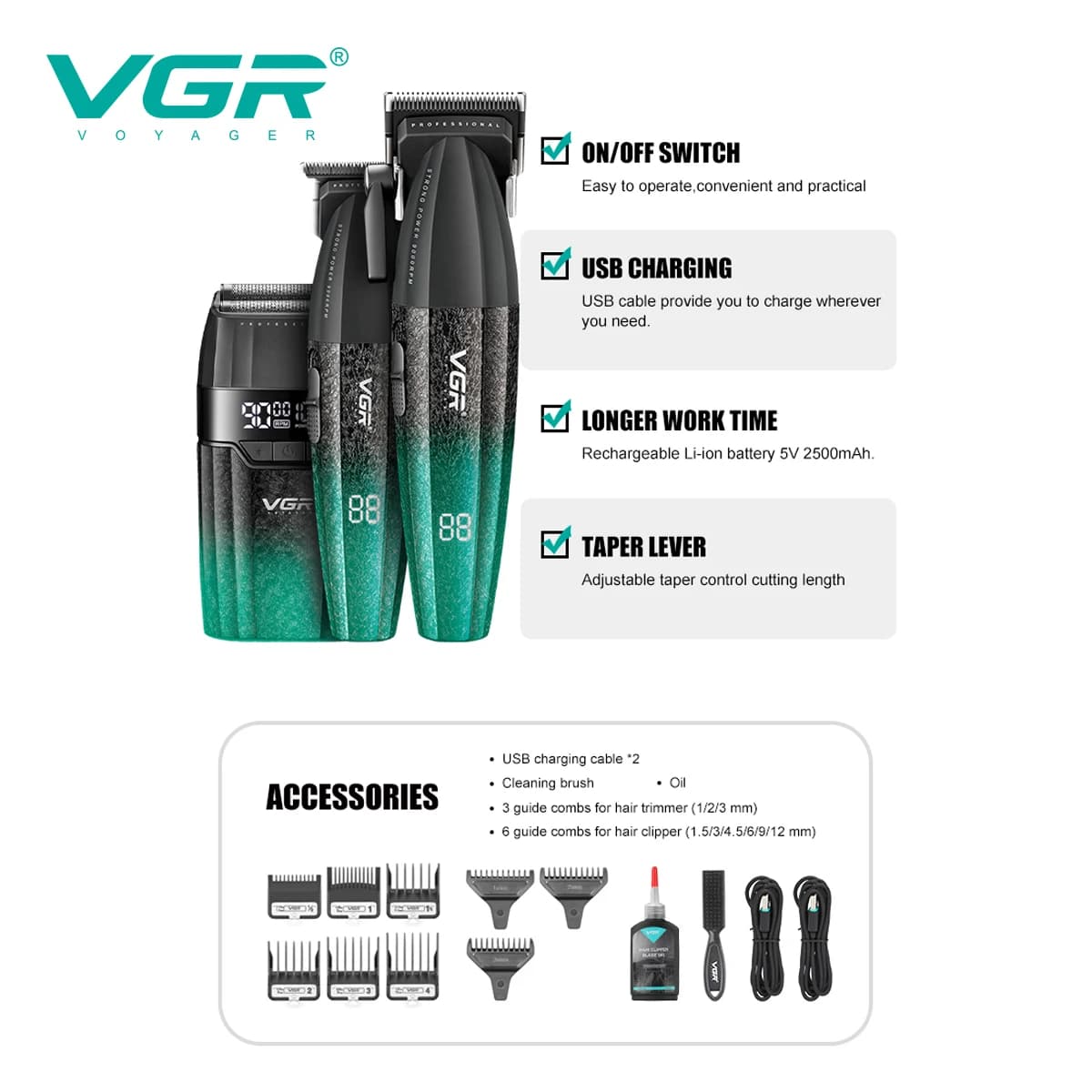 cordless hair trimmer with metal blades — image 3