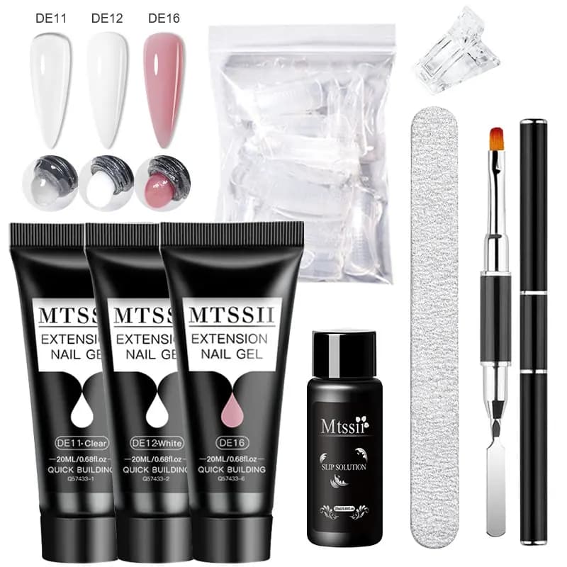set of eight 20 ml UV nail extension gel tubes in clear and pink — image 8