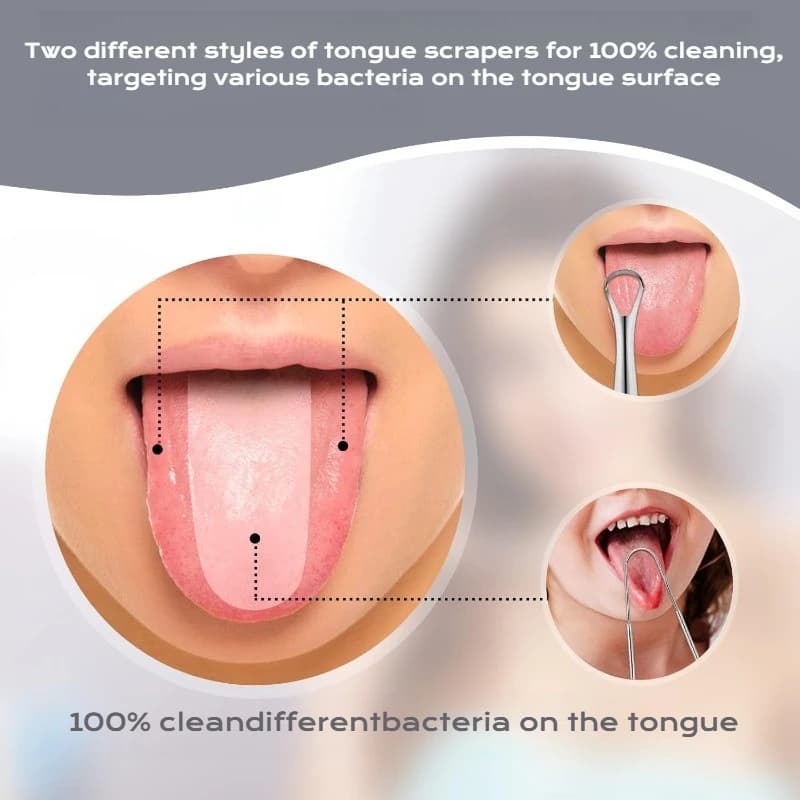 Stainless steel tongue scraper set — image 4