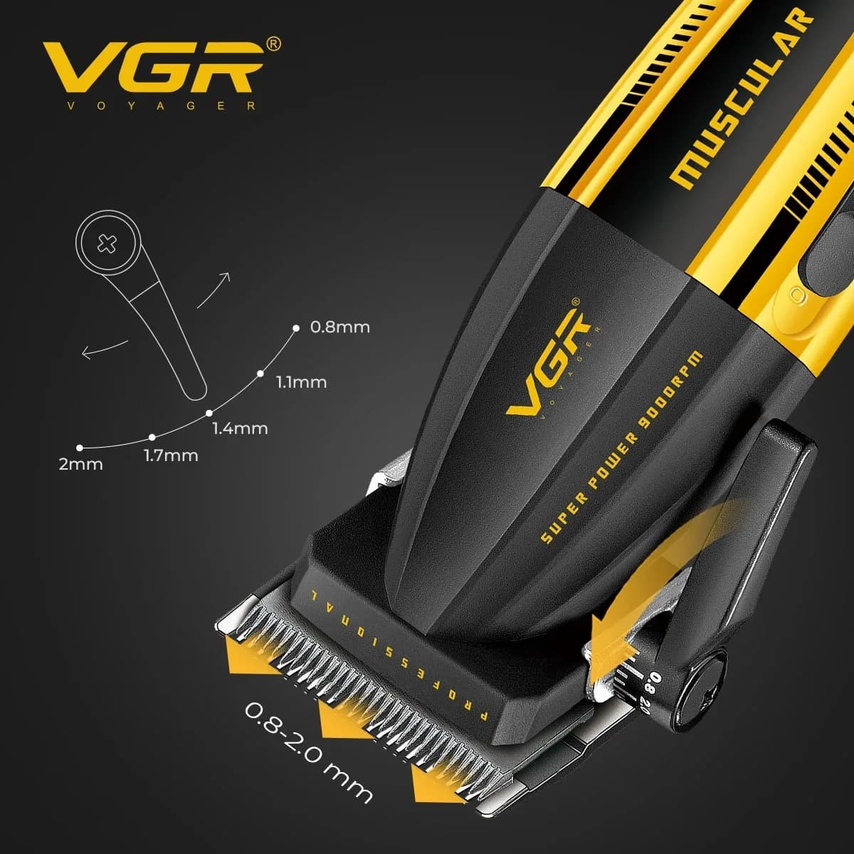 VGR professional hair clipper with metal body — image 4