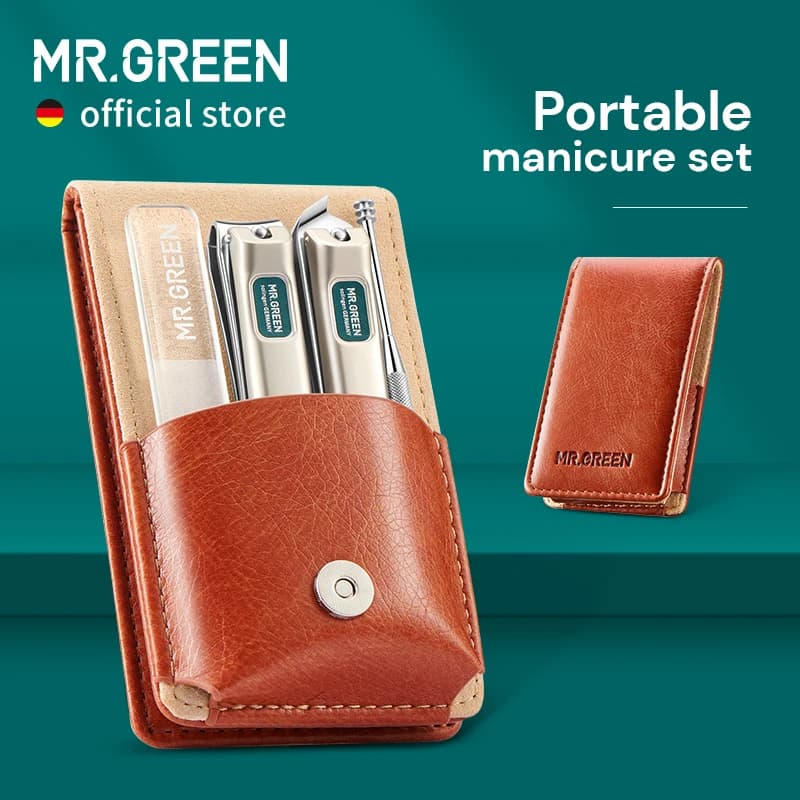 portable manicure set with stainless steel nail clippers in travel case — image 1