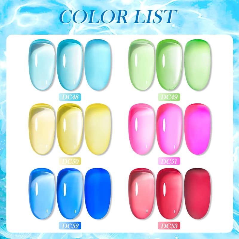 Sea blue jelly glass gel nail polish set, six 7 ml bottles — image 3