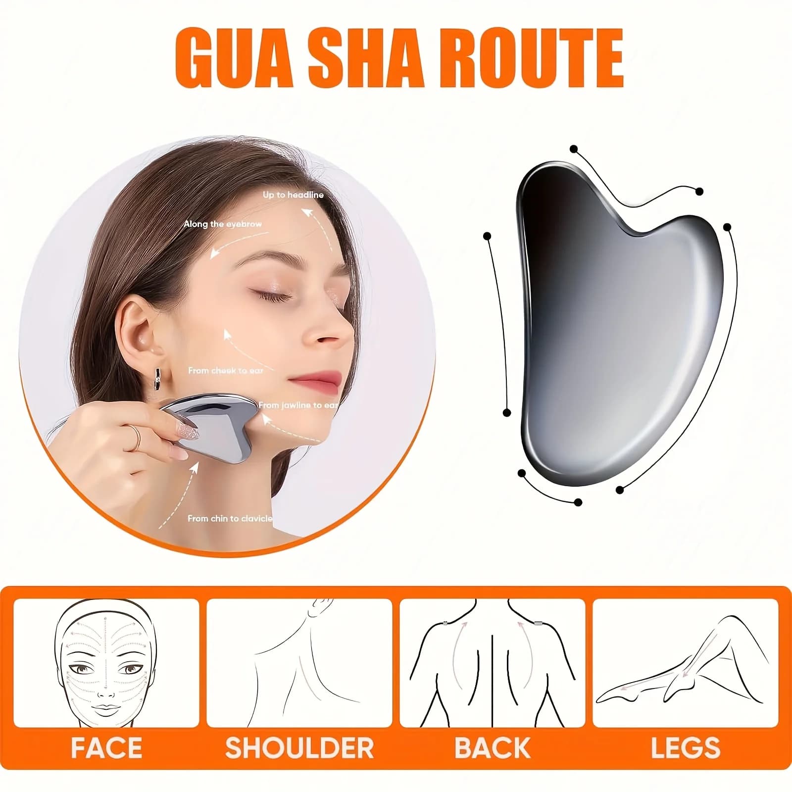 Stainless steel dolphin-shaped Gua Sha facial massage tool — image 4