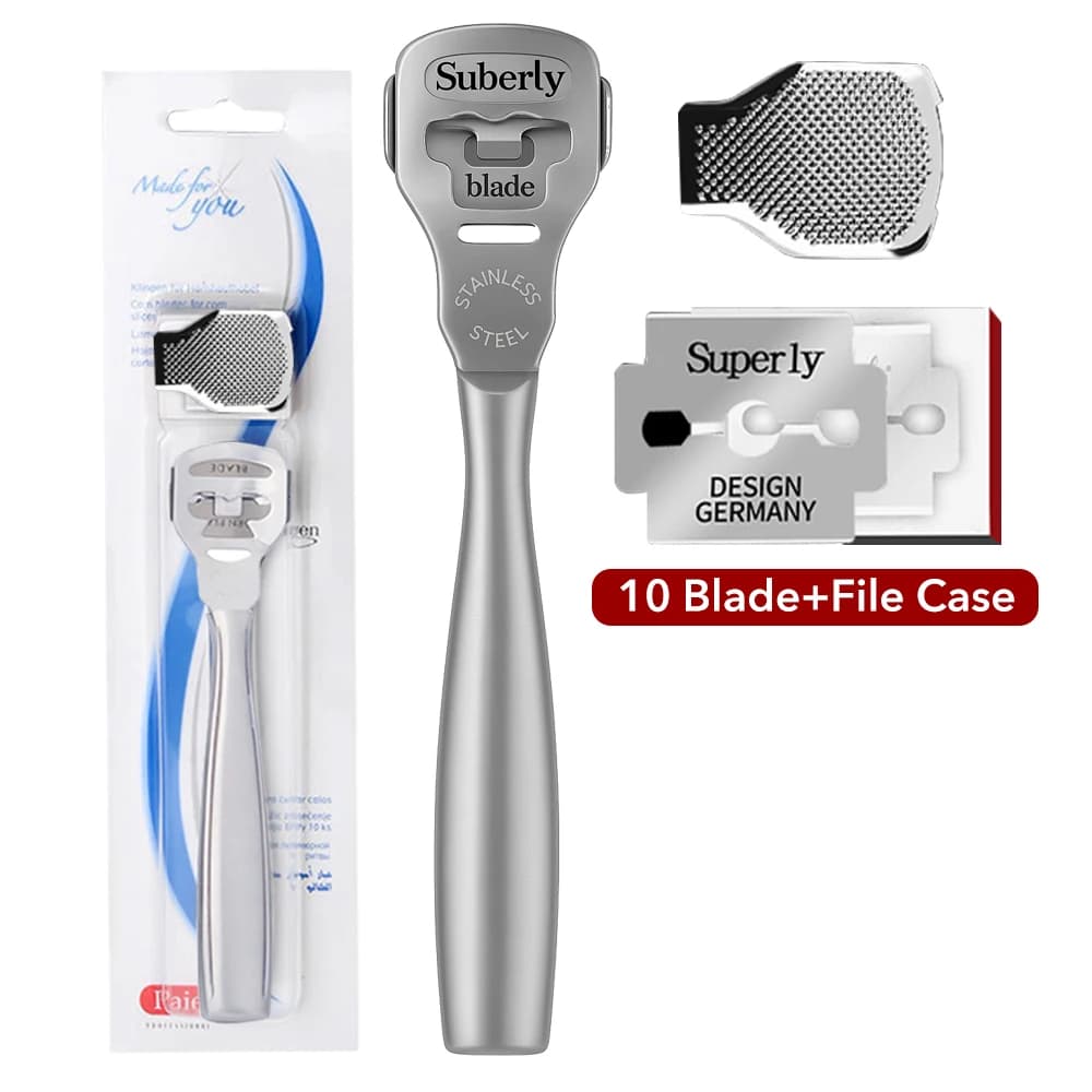 Foot callus remover set with stainless steel blades and wooden handle — image 7