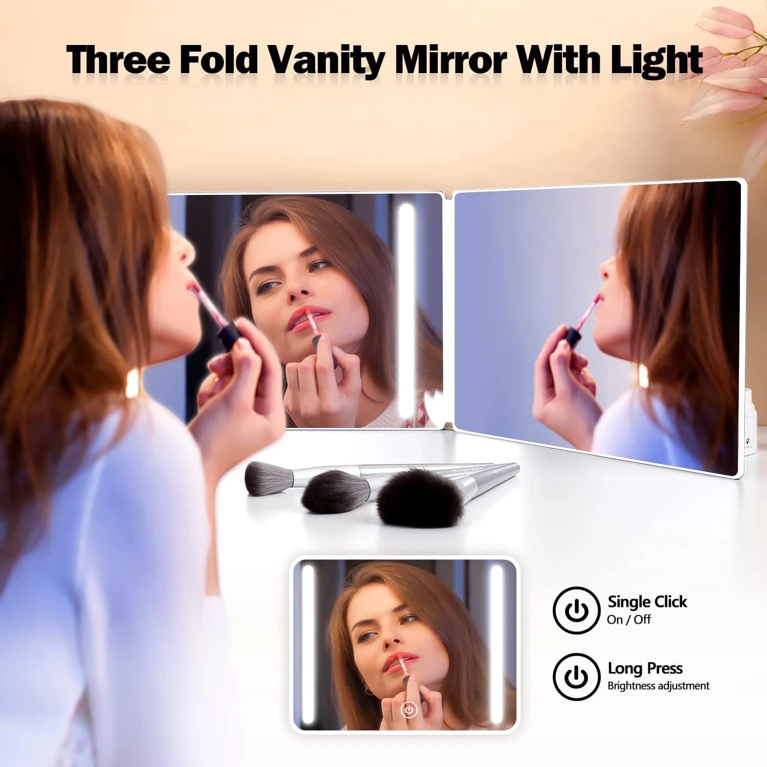 adjustable LED trifold haircut mirror — image 7