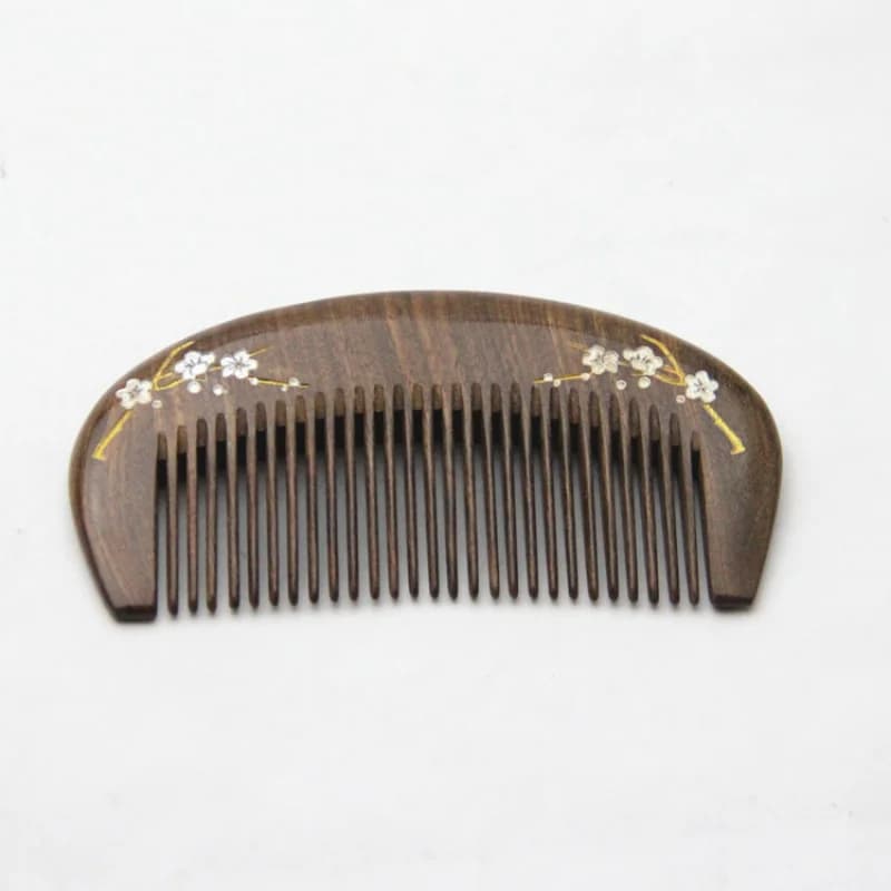 gold natural sandalwood hair comb — image 3