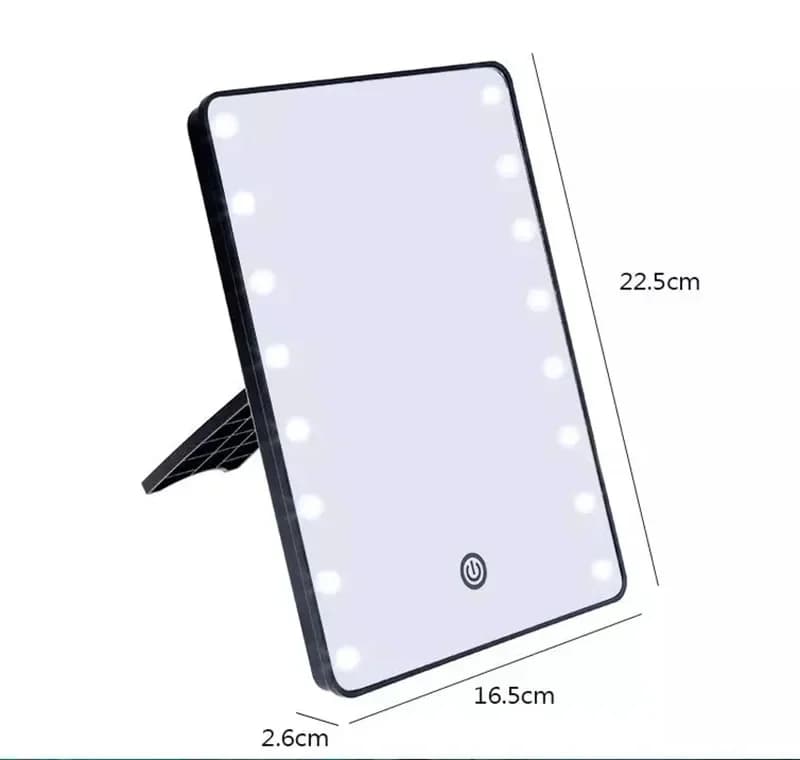 portable makeup mirror with 16 touch-adjustable LED lights — image 5