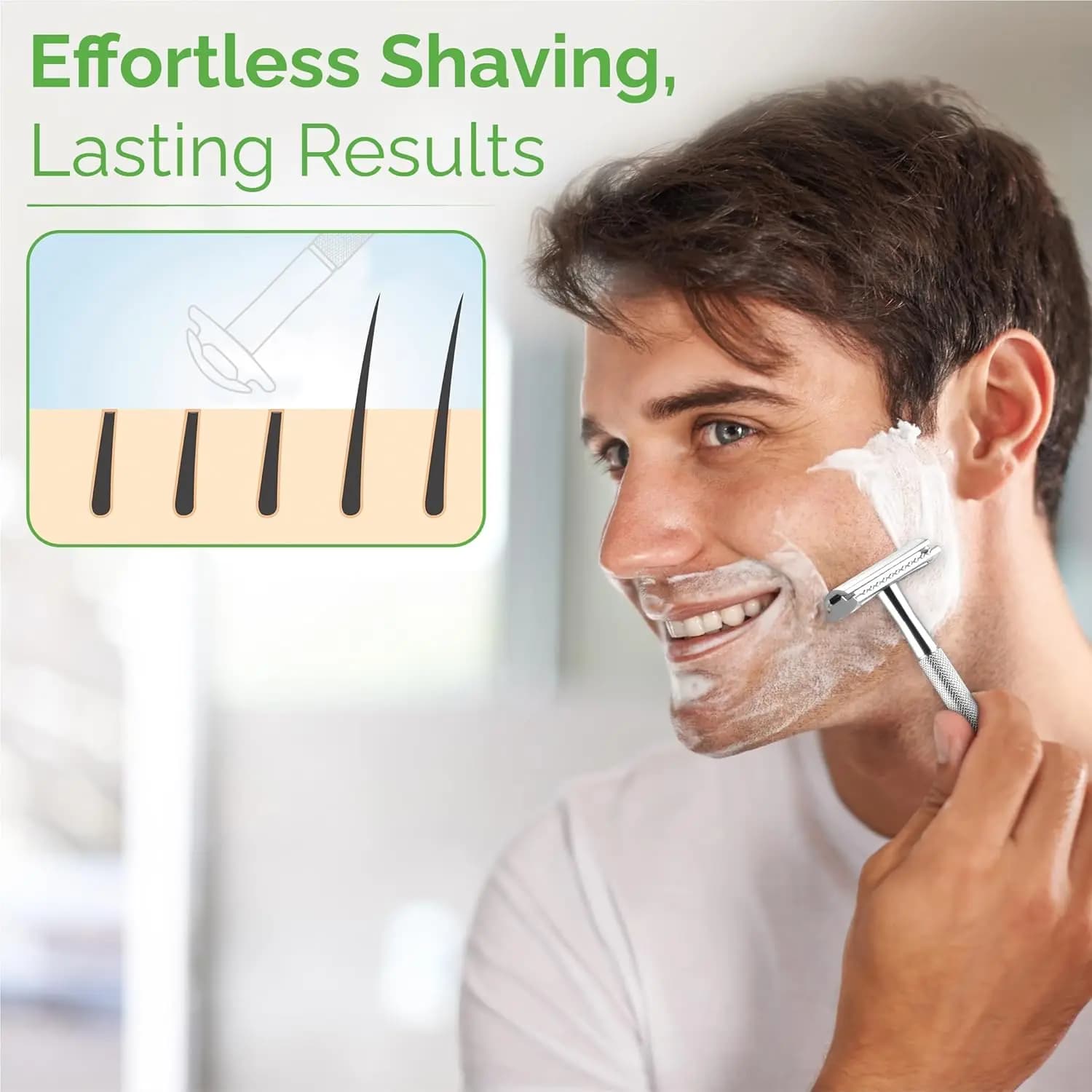 metal double edge safety razor with ten platinum coated blades — image 3