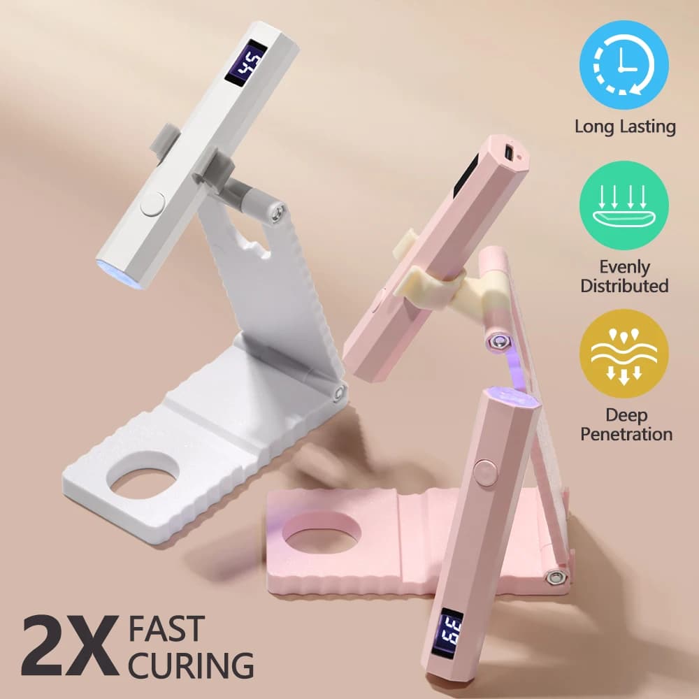 cordless UV nail lamp with stand and LCD display — image 3