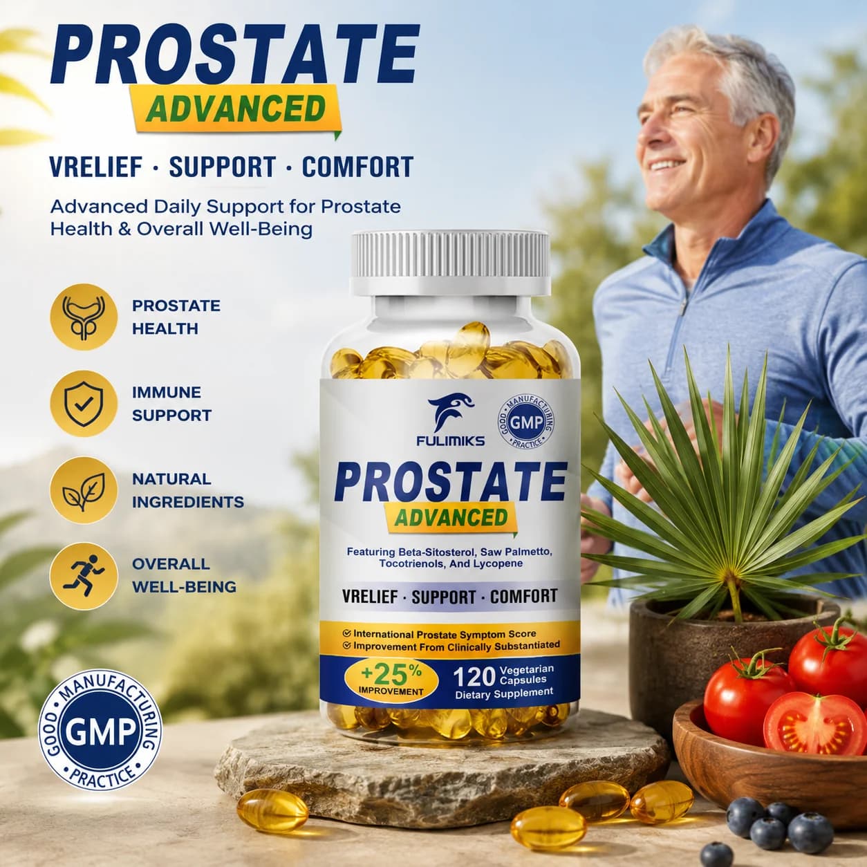 bottle of prostate support capsules with saw palmetto — image 3