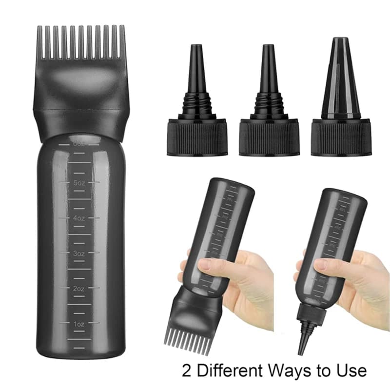 6 oz hair oil application bottle with three pointed dropper caps — image 7