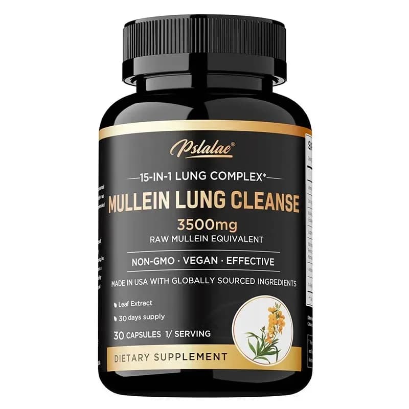 Mullein lung cleansing capsules in a bottle — image 1