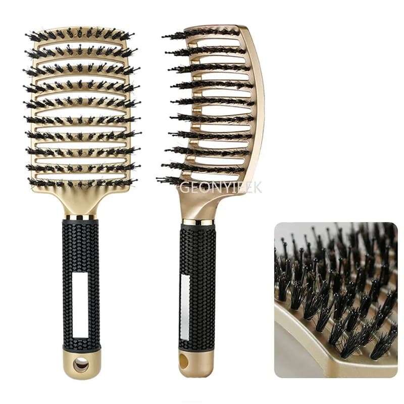 wet-use scalp massage hair brush with bristle and nylon — image 4