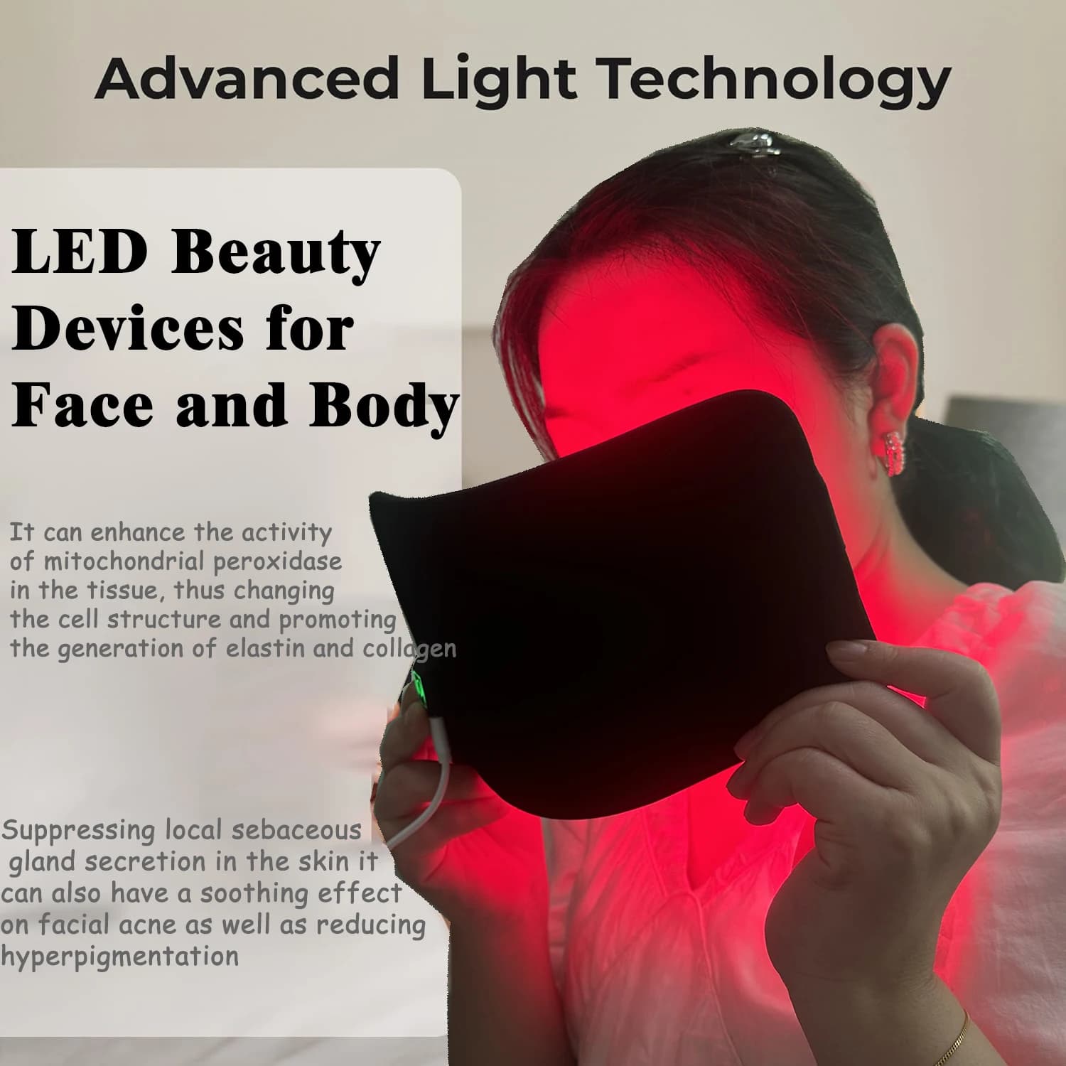 red infrared light therapy pad with LED surface — image 4
