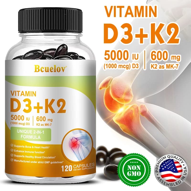 Vitamin D3 + K2 Supplement, 5000 IU D3, non-GMO
