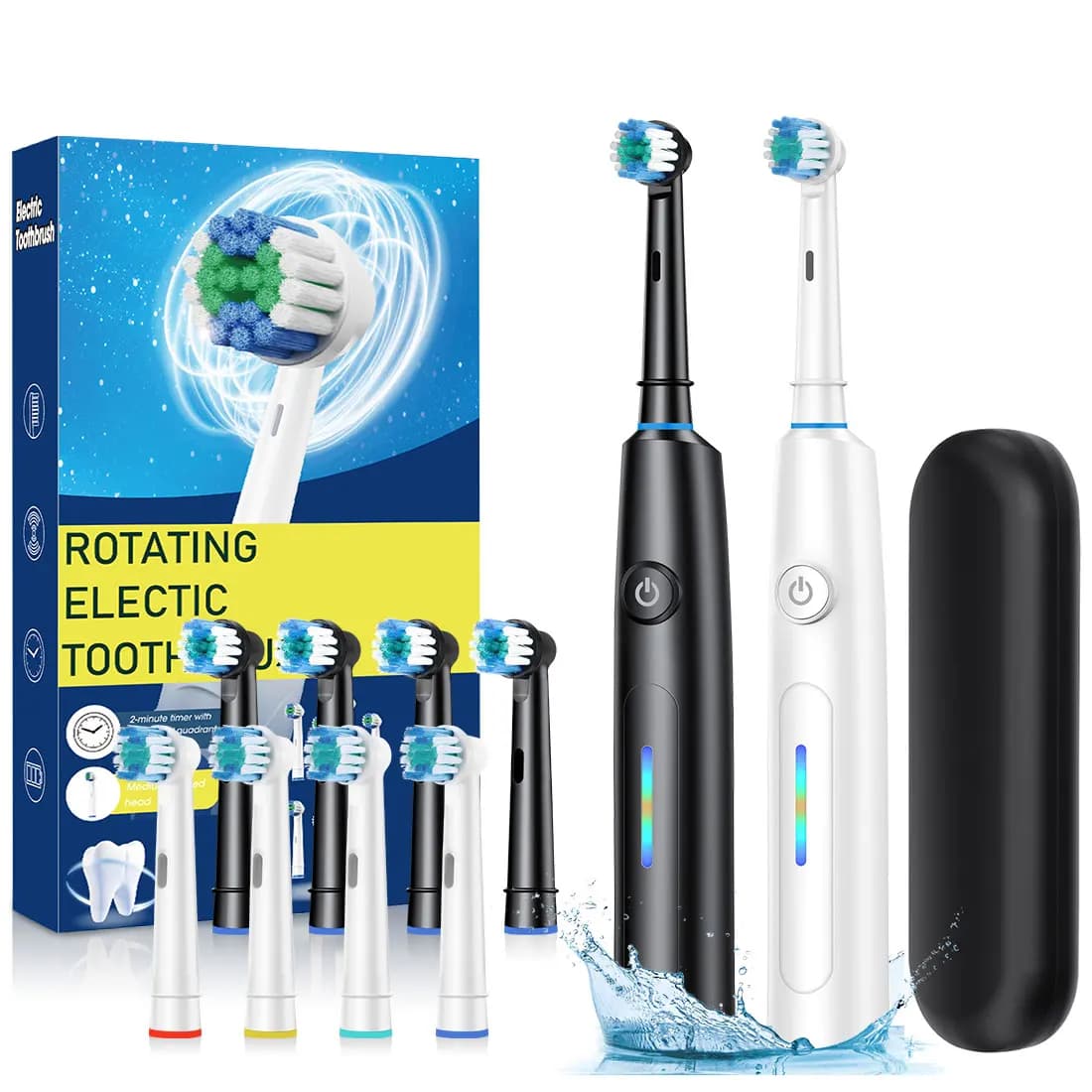 FUNMENTO Rotating Electric Toothbrush – 5 Modes, Timer, USB Recharge