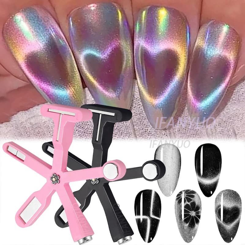 Heart Pattern Nail Magnet with Cat Eye Effect, Side Light & 6‑in‑1 Design