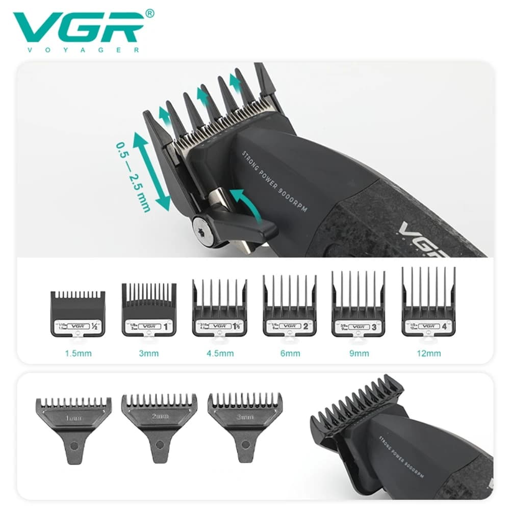 VGR rechargeable hair trimmer with 9000 RPM motor — image 5