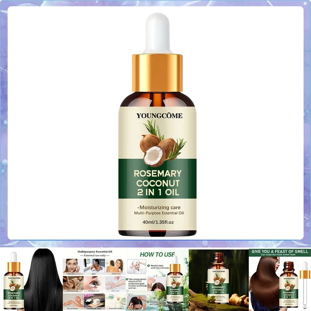 bottle of rosemary and coconut hair oil — image 1