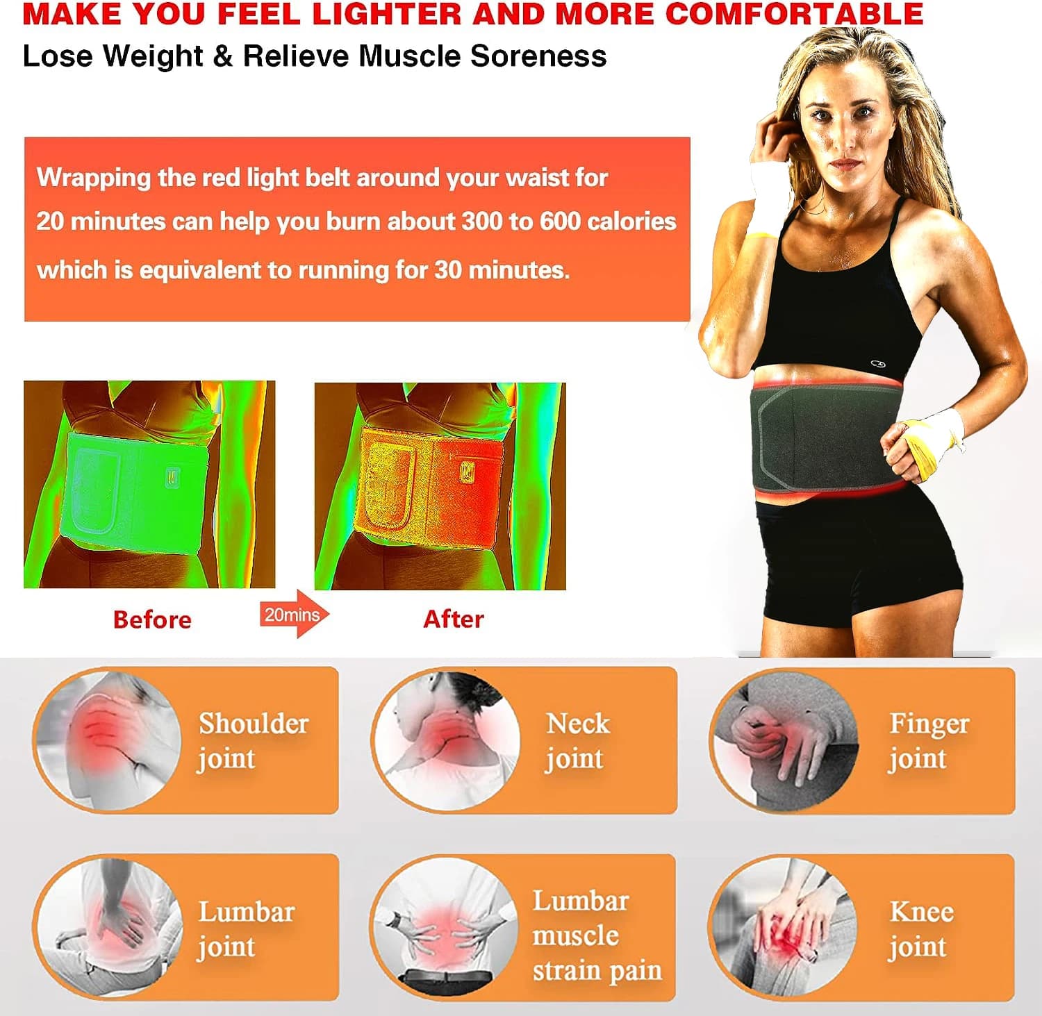 flexible red and infrared light therapy belt with LEDs — image 5