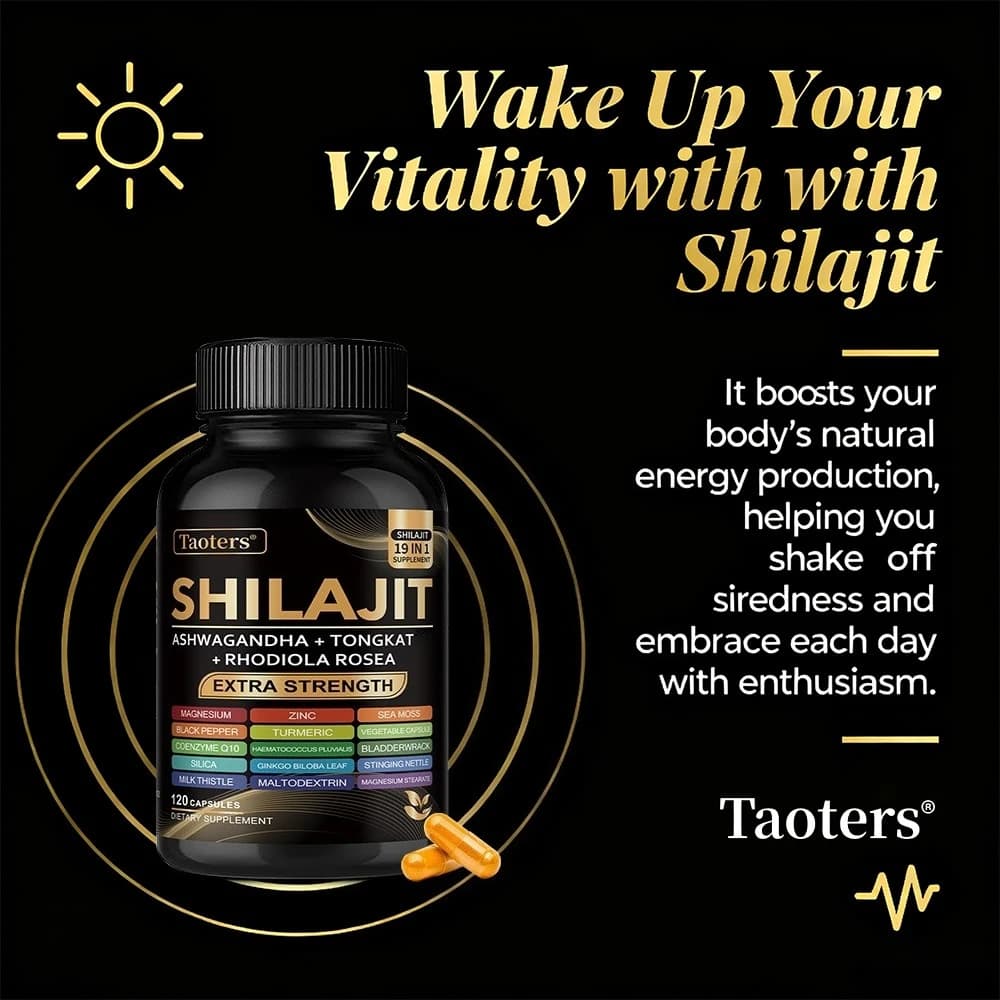 bottles of shilajit and sea moss supplement capsules — image 5