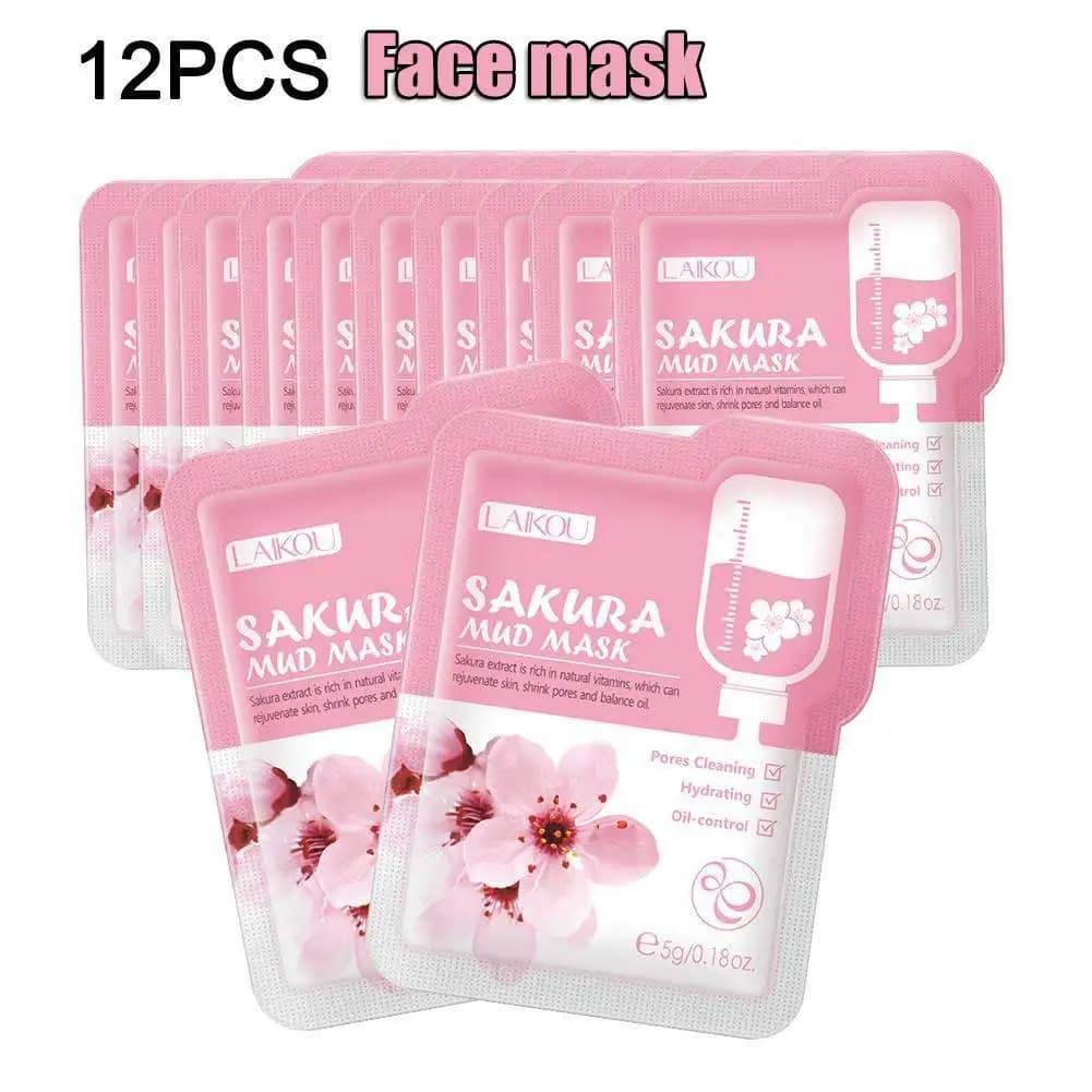 Sakura mud brightening hydrating face mask pack of 12 — image 1