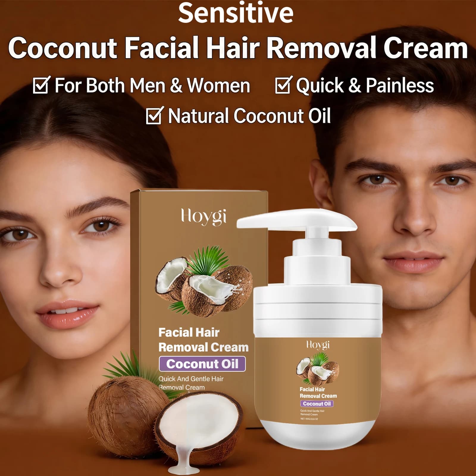 coconut hair removal cream tube — image 3