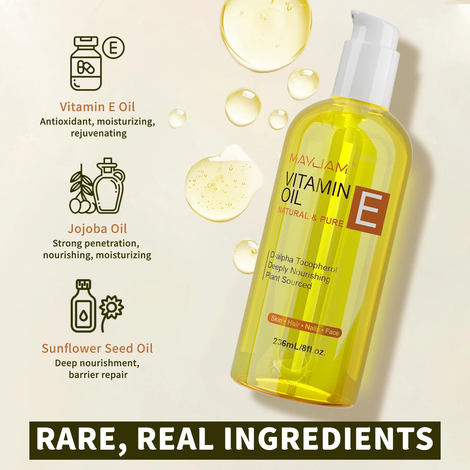 Natural vitamin E face oil bottle — image 3