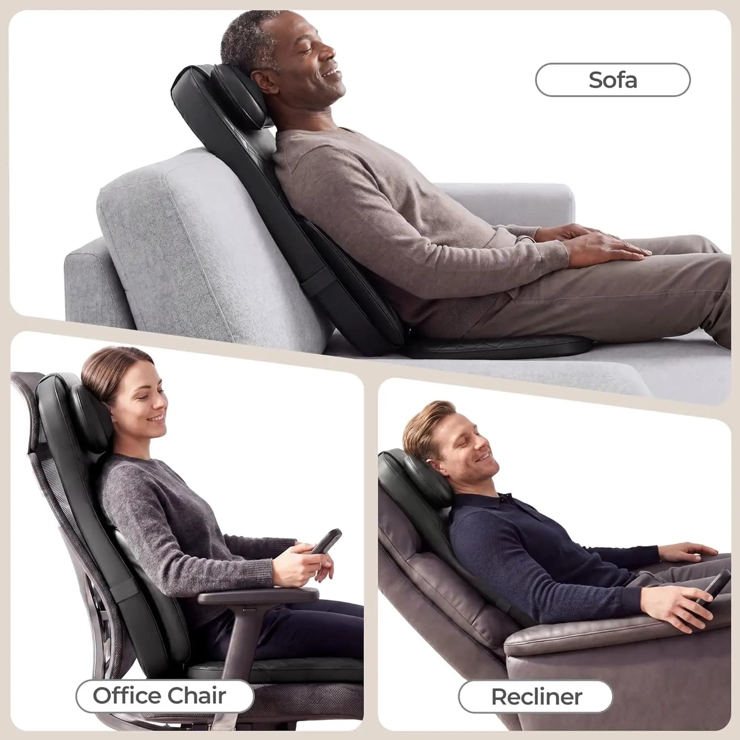 3-in-1 Shiatsu Neck and Back Massage Cushion with Heat - 4D — image 7