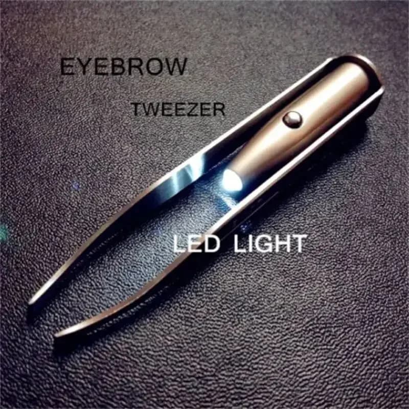 Stainless steel eyebrow tweezer with LED light — image 7