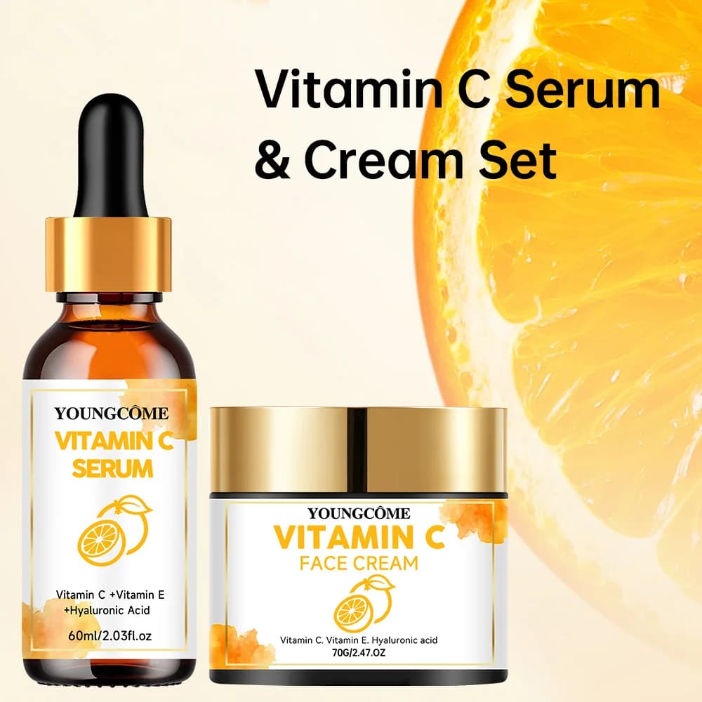 Vitamin C serum and hyaluronic acid face cream set — image 3