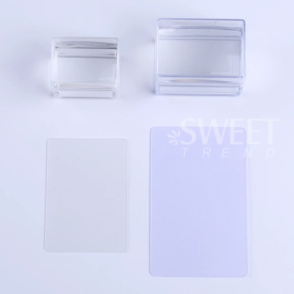 French manicure stamping plate kit with transparent silicone stencil — image 5