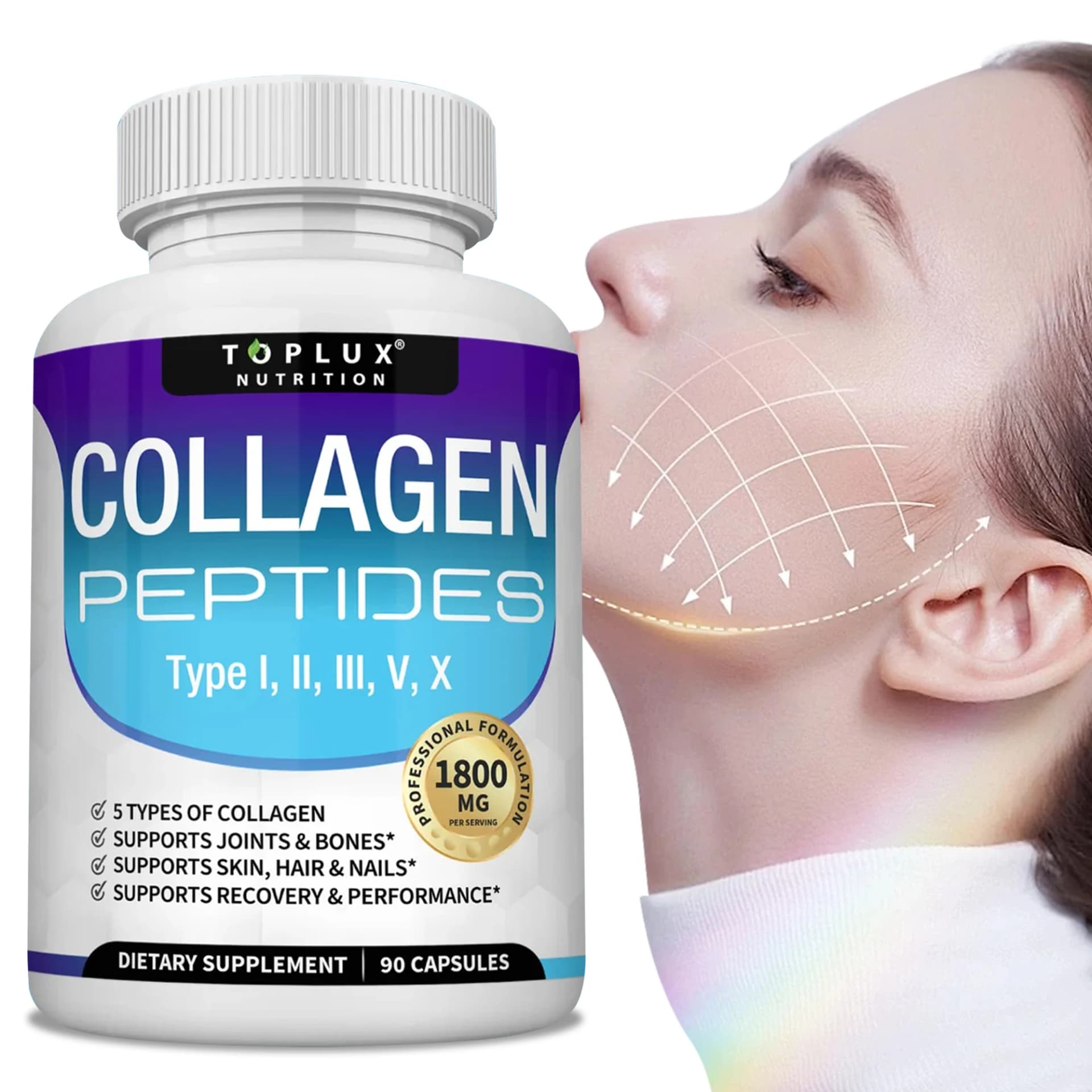 Collagen Peptides 1800 mg – Hair, Skin & Joint Support