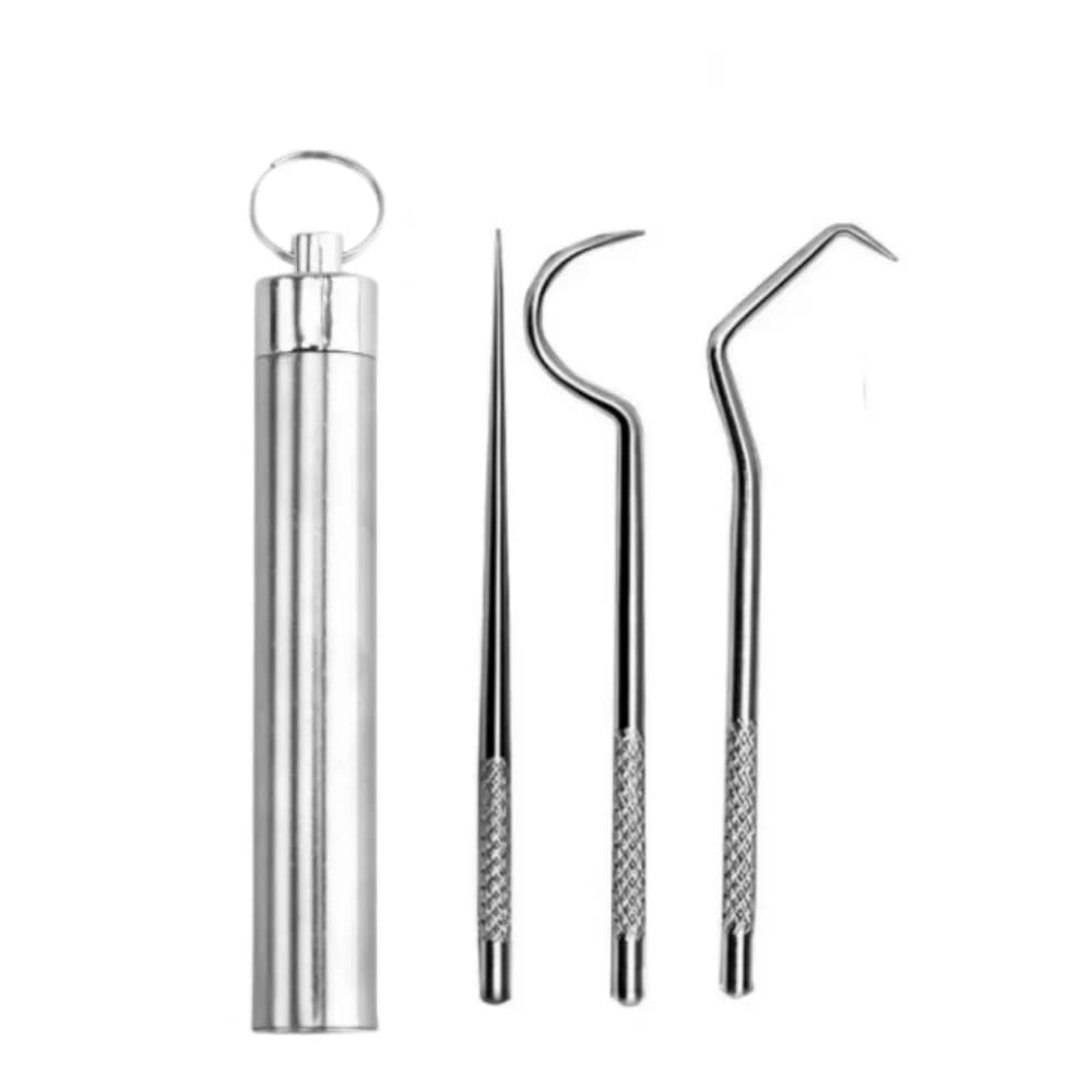compact stainless steel toothpick set with keychain holder — image 7