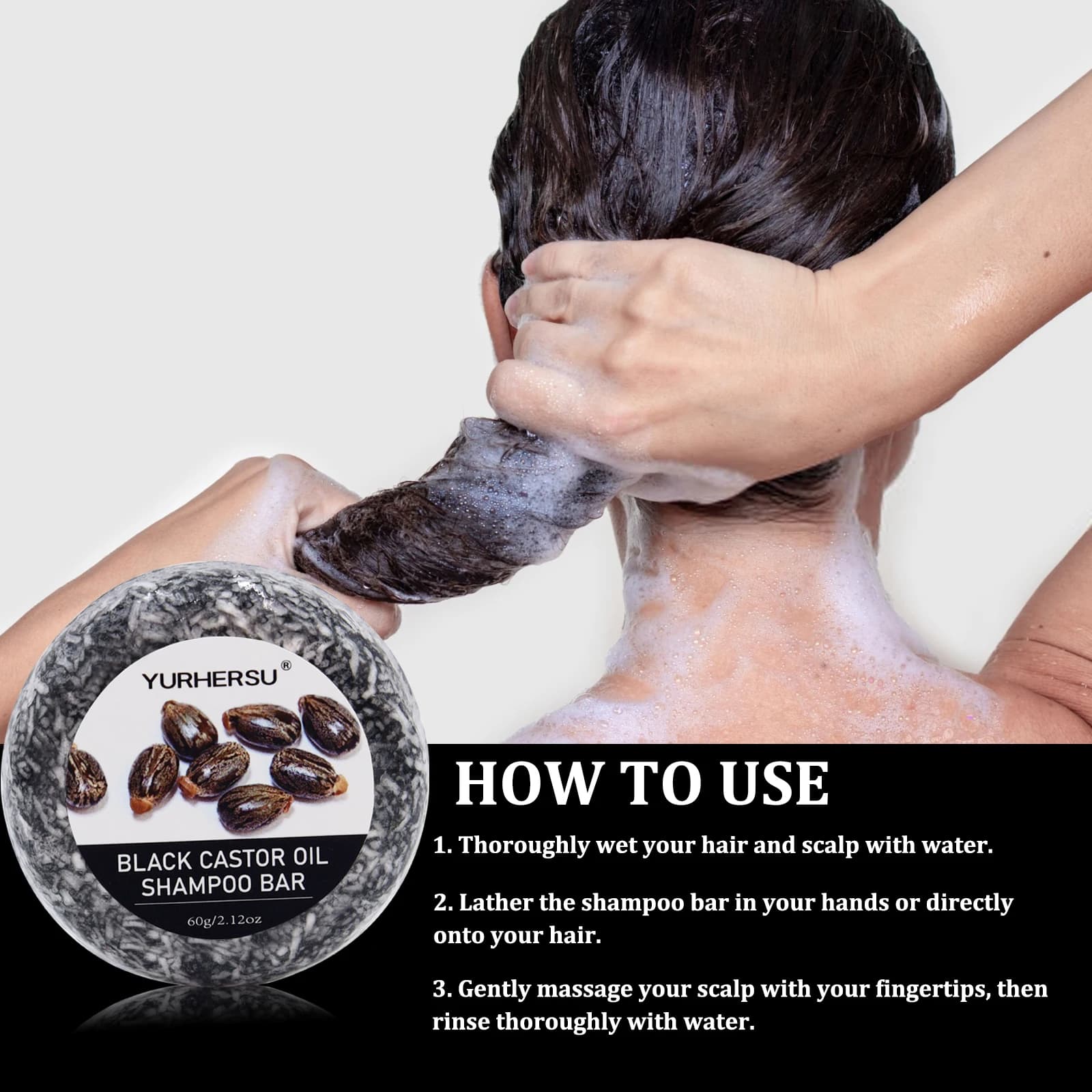 black castor 2-in-1 shampoo bar — image 6