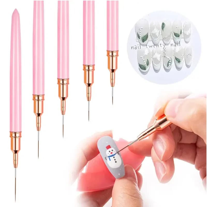 set of five nail art liner brushes for UV gel — image 3