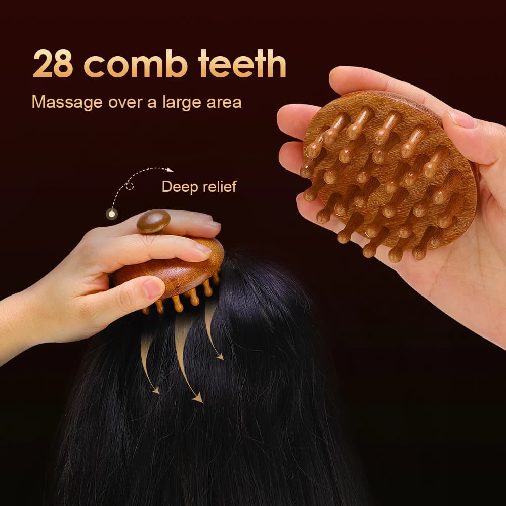 Wood therapy scalp massage comb made of sandalwood — image 3