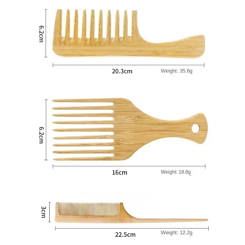 natural bamboo wide-tooth hair comb — image 6