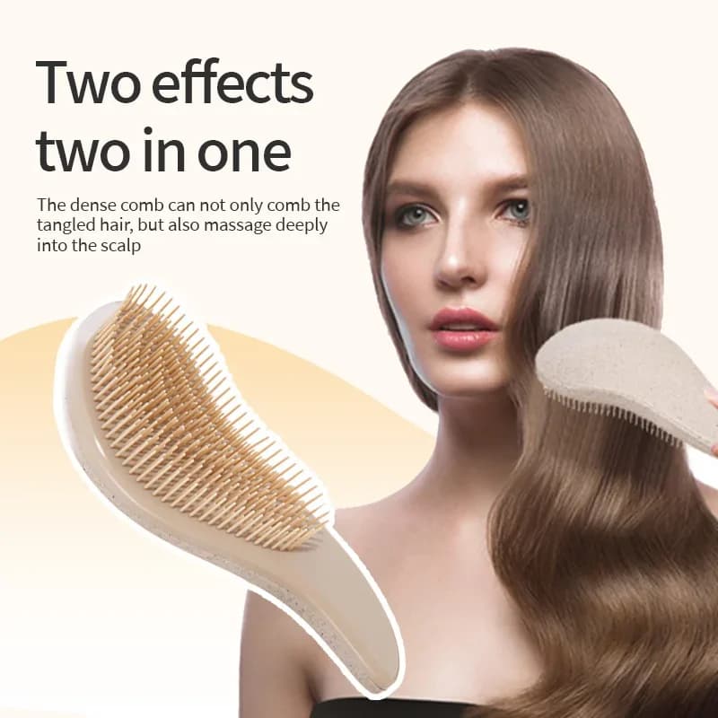 soft wheat straw detangling hairbrush with scalp massager — image 4