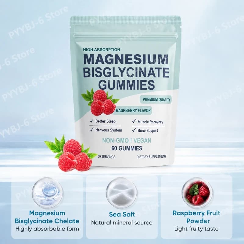 vegan raspberry magnesium bisglycinate gummies — image 3