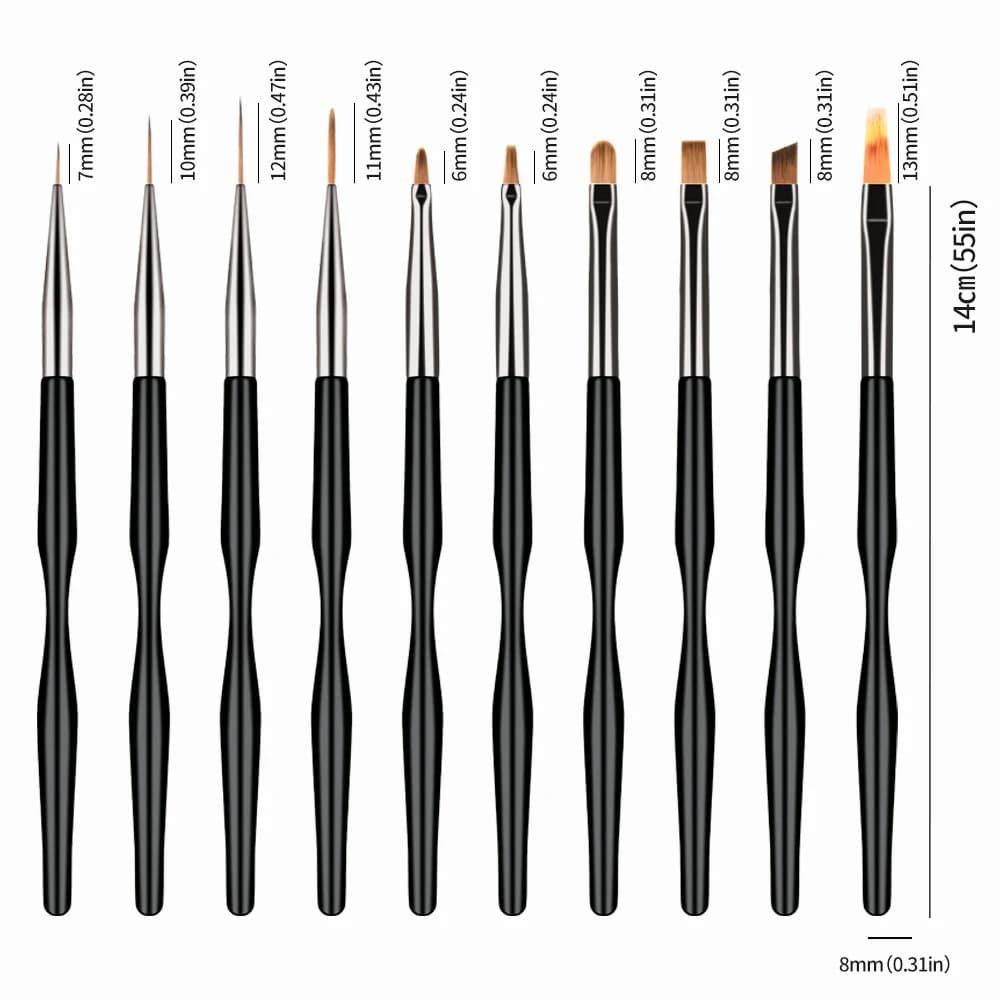 10-piece nail art pen and brush set for UV gel — image 6