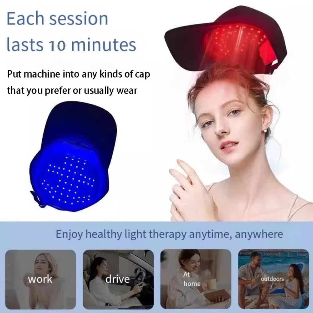 red light hair growth cap on a head — image 4
