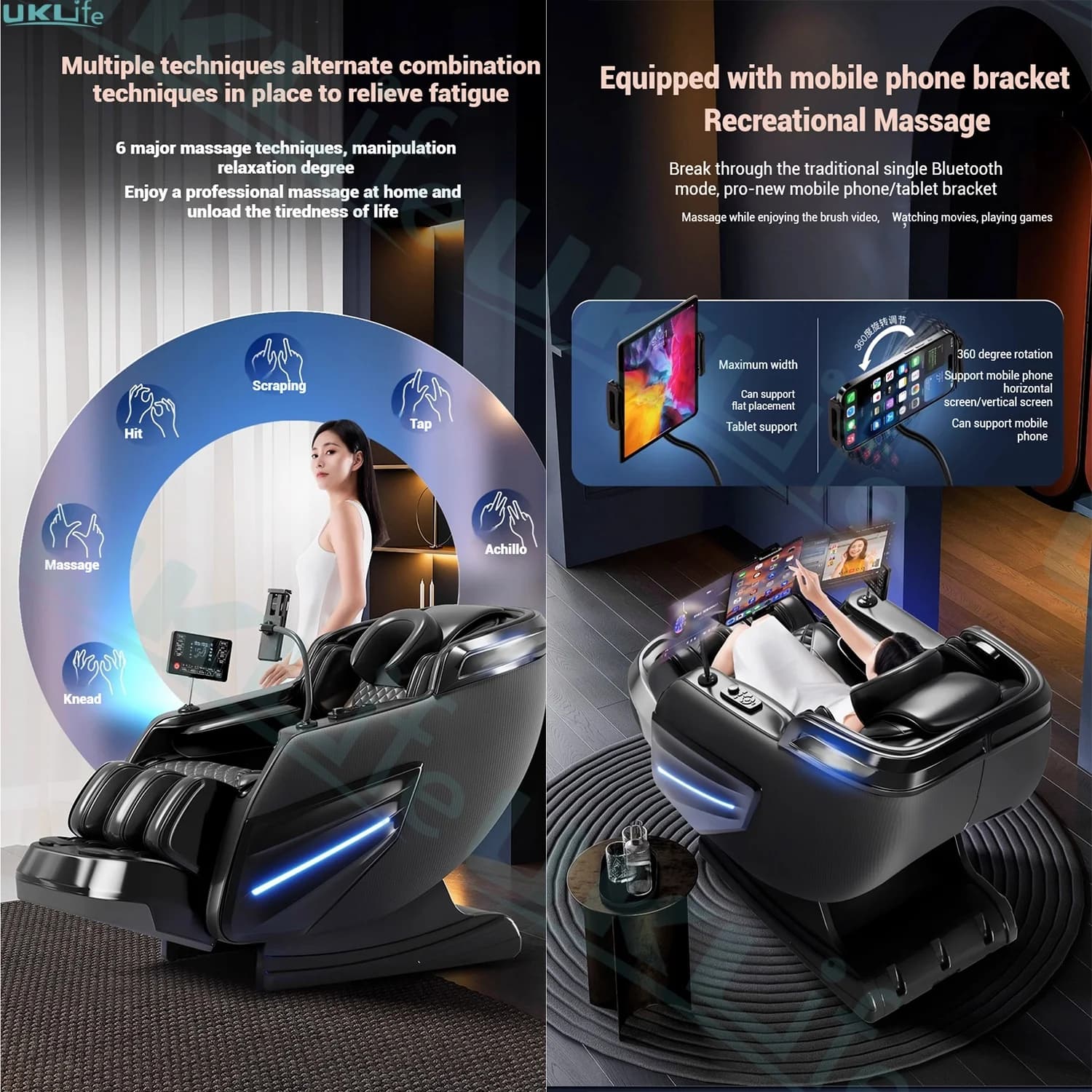Upgrade 6D Jade Roller Massage Chair with AI Voice Control, — image 5