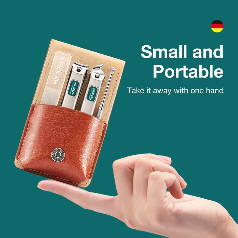 portable manicure set with stainless steel nail clippers in travel case — image 2