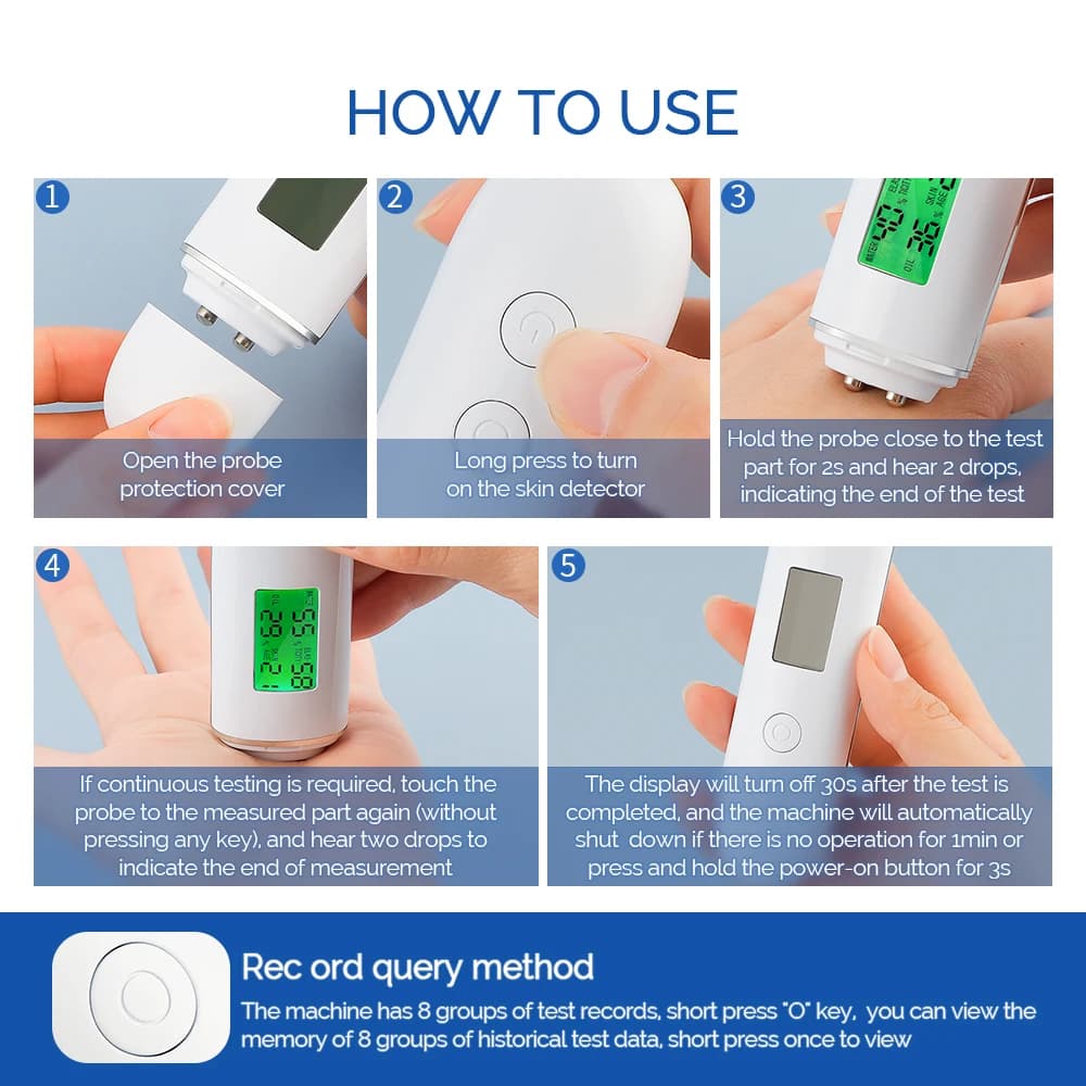 hand holding skin moisture and oil analyzer device — image 6