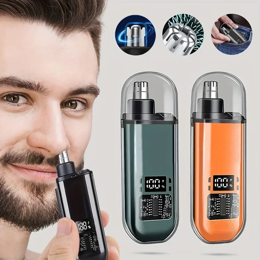 USB‑C rechargeable nose and ear hair trimmer