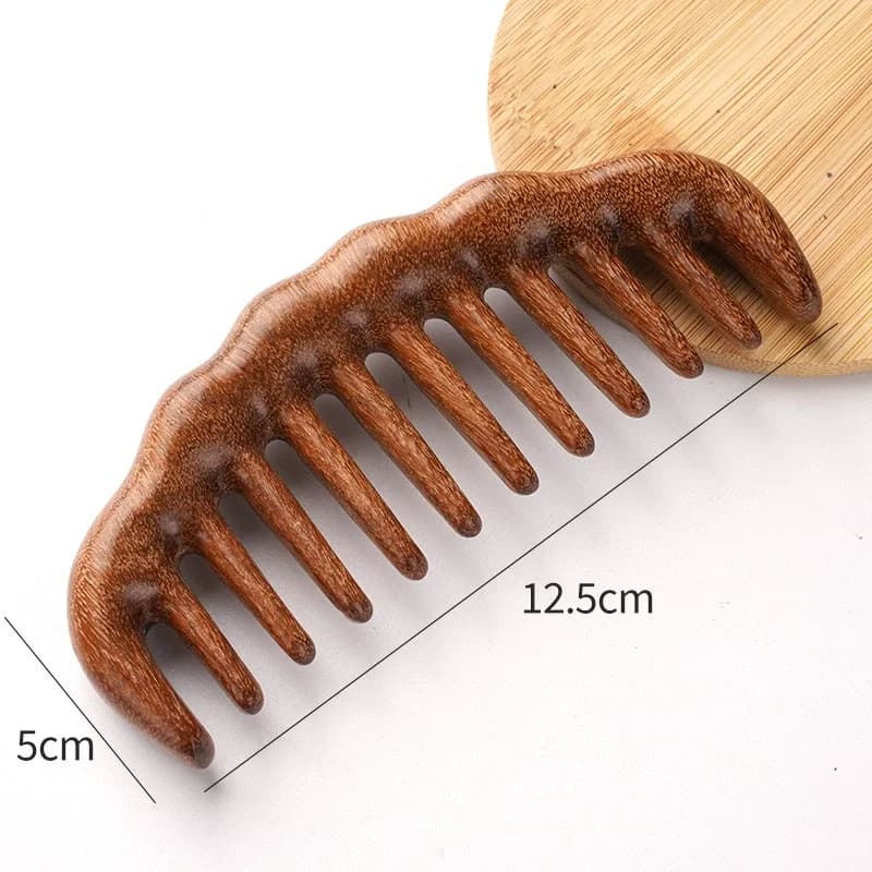 Natural sandalwood wide-tooth detangling comb — image 6