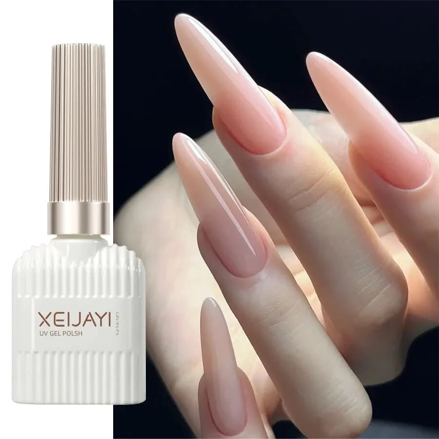 nude pink glitter gel nail polish bottle — image 6