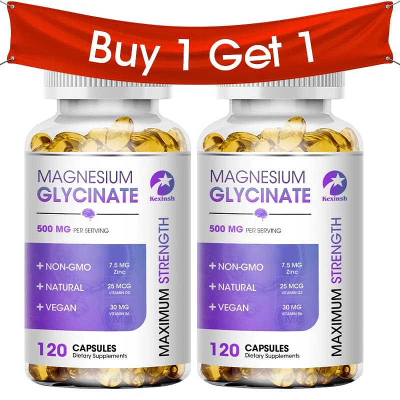 bottles of magnesium glycinate supplement with zinc and vitamins — image 7